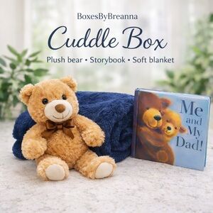Cuddle Box - Brown Plush Bear, Blue Blanket, Storybook